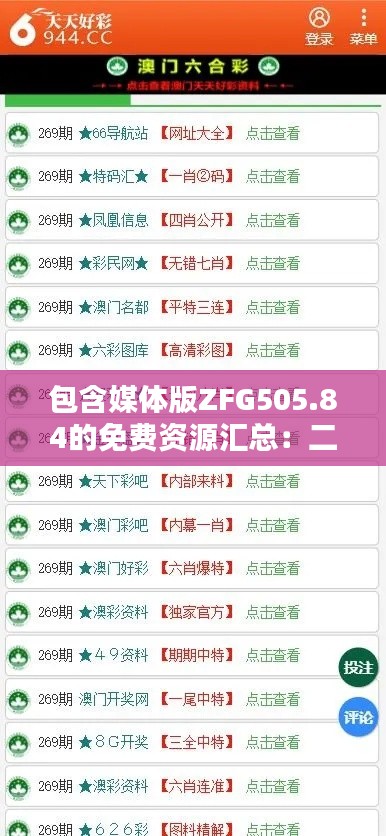 包含媒体版ZFG505.84的免费资源汇总:二四六天吉祥策略解析