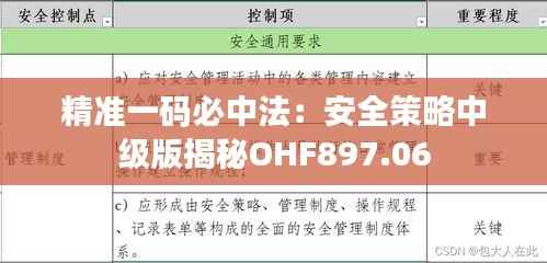 精准一码必中法:安全策略中级版揭秘OHF897.06