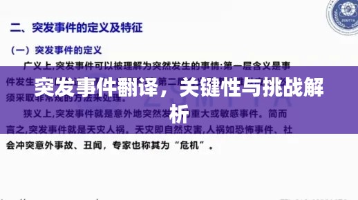 突发事件翻译,关键性与挑战解析