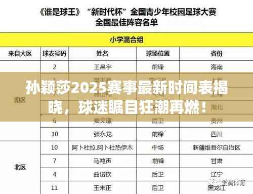孙颖莎2025赛事最新时间表揭晓,球迷瞩目狂潮再燃!