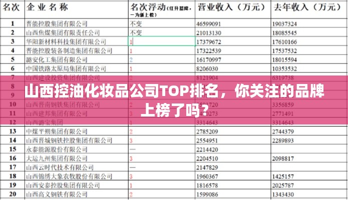 山西控油化妆品公司TOP排名,你关注的品牌上榜了吗?